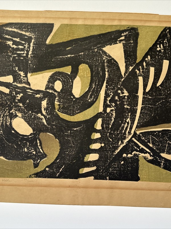 Hiroshi Ohmae Woodblock Print Japanese Modernist Signed Limited Abstract 1950's gallery