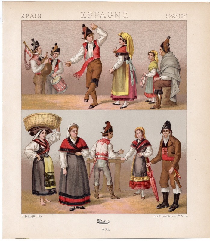 SPAIN - Regional Dance & Festive Costume 1888 Antique Chromolithograph gallery