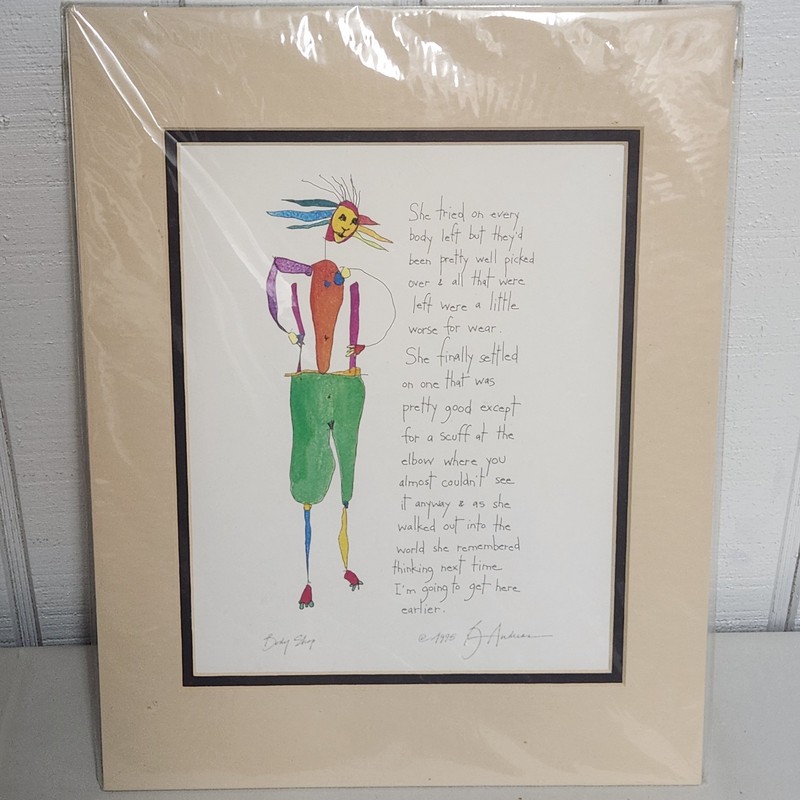 “Body Shop” Brian Andreas Signed Matted Art Print 1995 Story People New