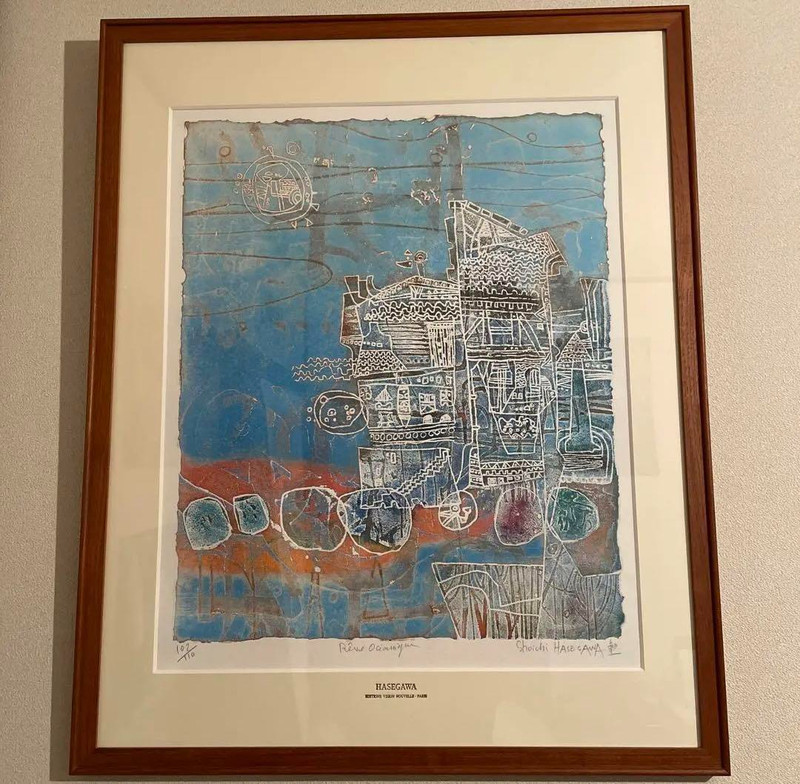 Shoichi Hasegawa “Dream of the Ocean” lithograph very rare painting print framed