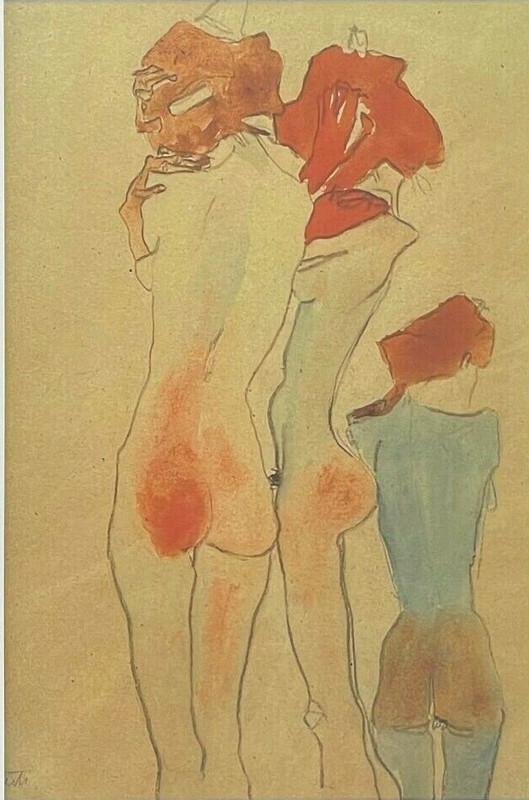 Egon Schiele Three Nudes From Behind Signed Lithograph 70 x 50 cm Ltd 191/200 gallery