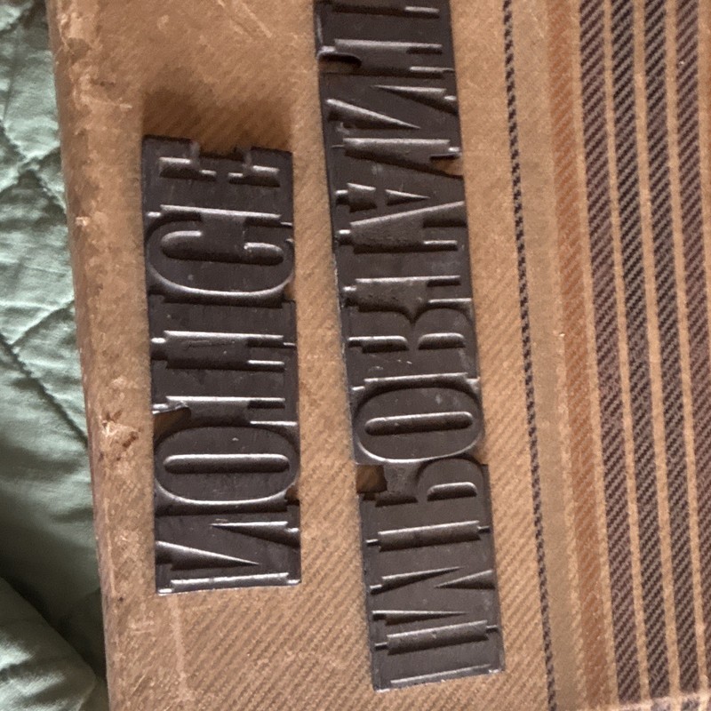 “Important Notice” Vintage Original Letterpress Block Letters.
