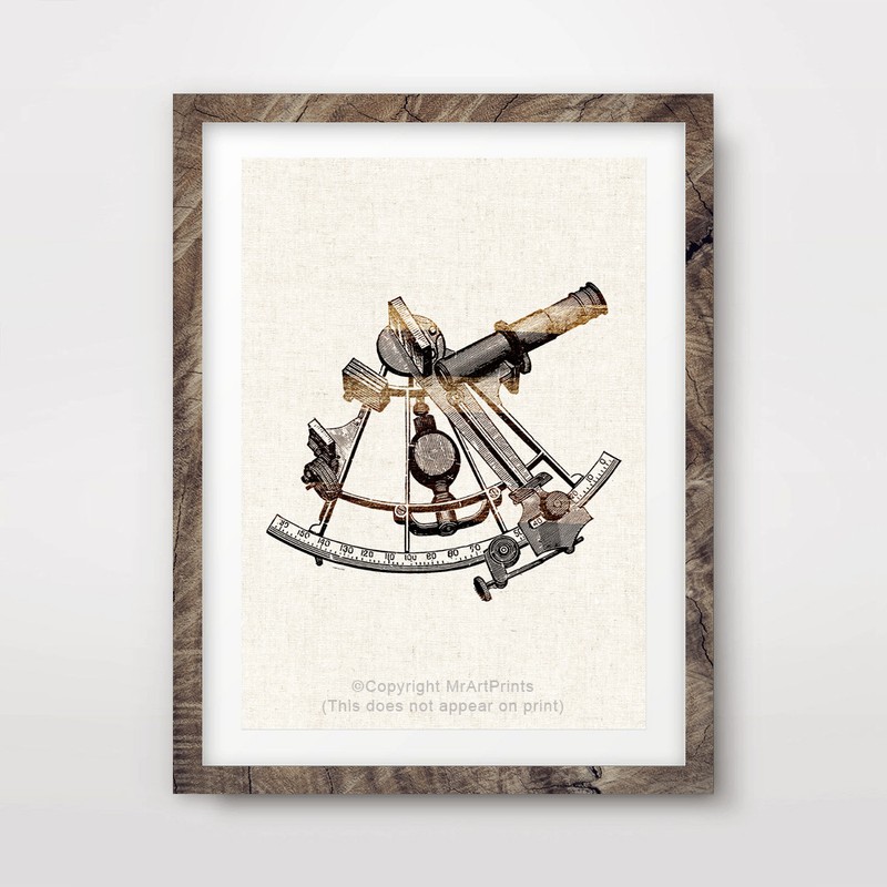 ANTIQUE SEXTANT OCTANT SEASIDE NAUTICAL ART PRINT Decor Wall Picture A4 A3 A2