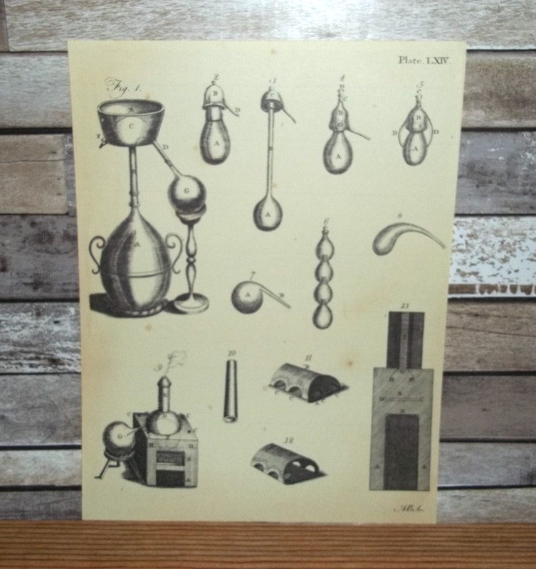 Antique Engraving Print Chemical Vessels 18th-19th Century Andrew Bell Original