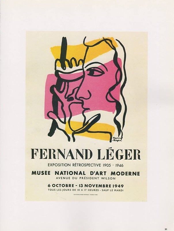 1989 VINTAGE «FERNAND LEGER» D’ART MODERNE MOURLOT MINI POSTER COLOR Lithograph