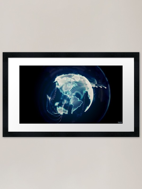 Planet Earth Particle Hologram Fram Framed Wall Art Poster Canvas Print Picture