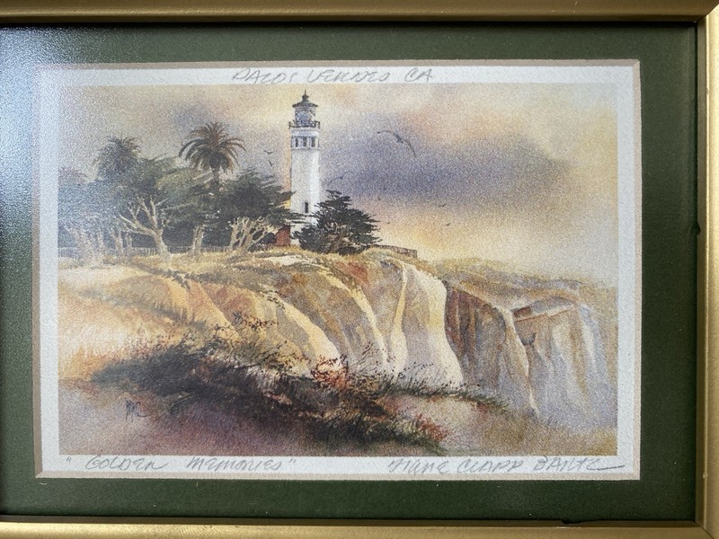 Diane Clapp Bartz Signed Print Golden Memories Palos Verdes CA Matted Framed gallery