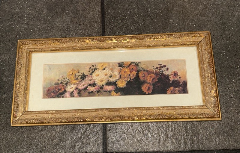 Small 5 X 11” Gold Framed Floral Print