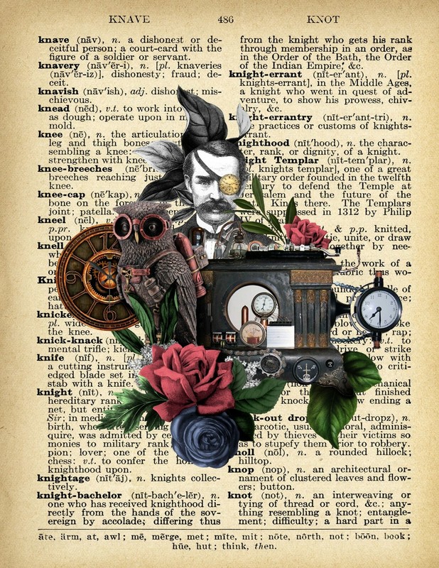 Set of 6 Steam Punk Mechanical Dictionary Art Prints Unframed 8" x 10" gallery