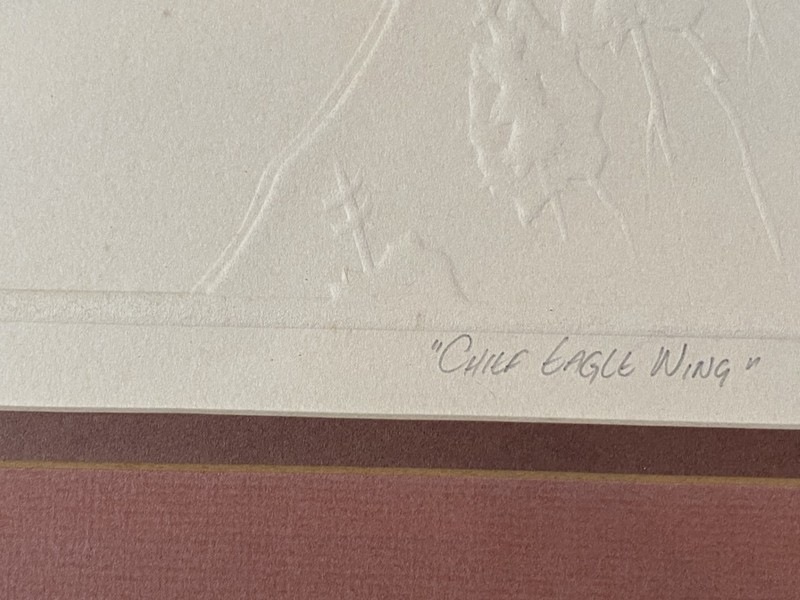 "CHIEF EAGLE WING" EMBOSSED ENGRAVING LITHOGRAPH, SIGNED & NUMBERED gallery