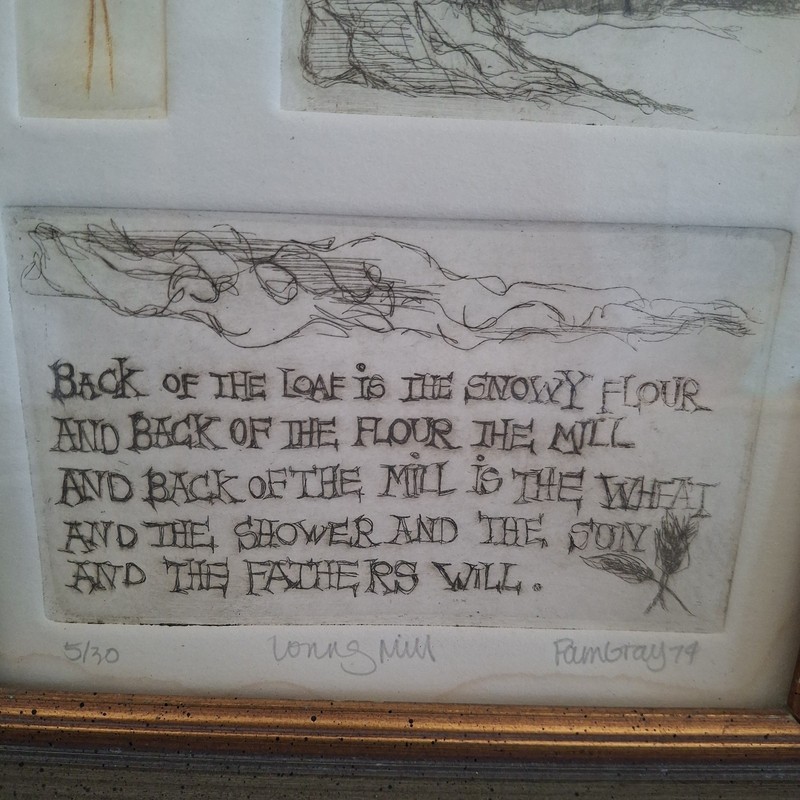Artist Signed Numberd Frame Grist Long Mill Folk Art Print Pam Gray Wheat Poem gallery