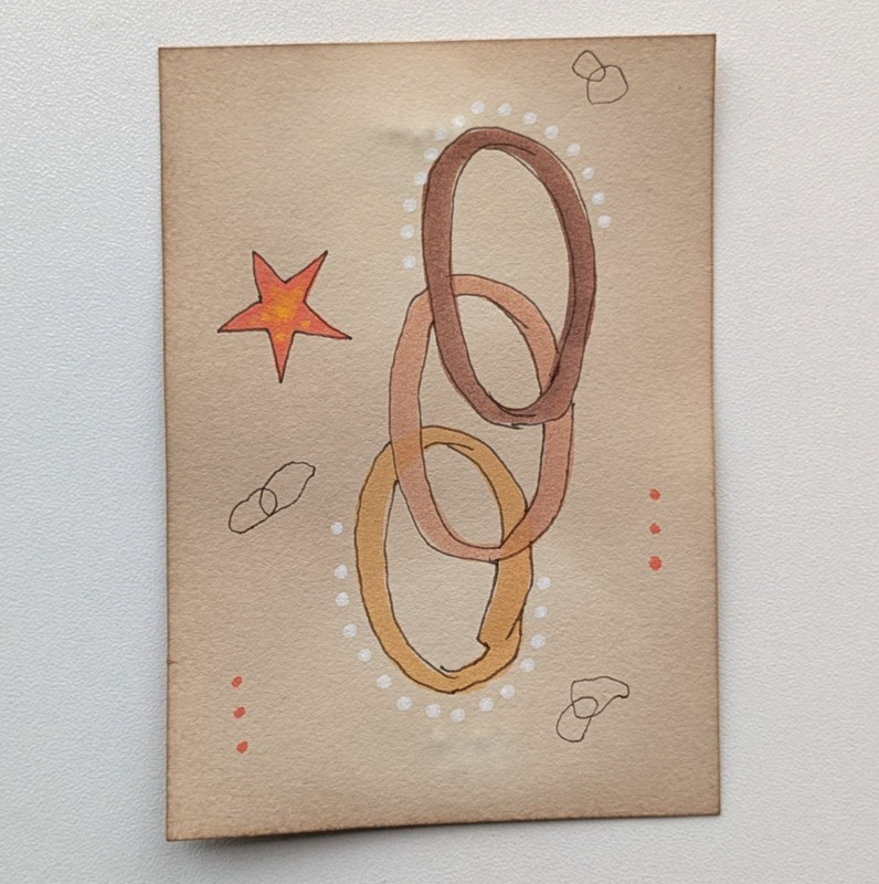 ACEO ATC Original Acrylic Abstract Ink By PM Series "Bond" Alt Art Graphic 1/8