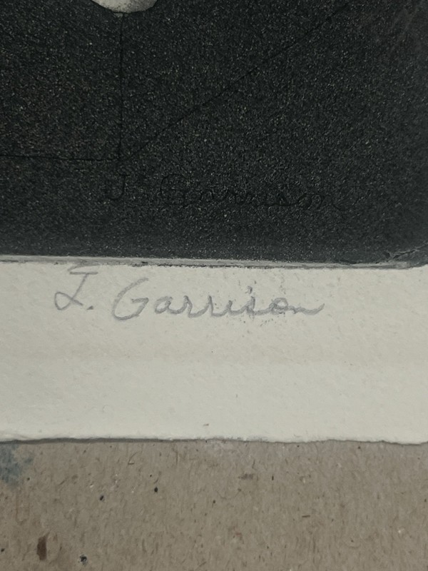 Signed Modernist Intaglio Etching Woman Portrait 3/25 L Garrison gallery