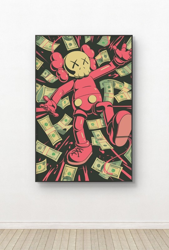 8x12in Red Kaws Money Pit Art Piece Home decor Canvas Poster Portrait UNFRAMED