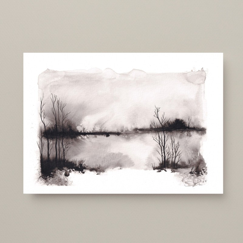 India Ink ,Landscape no. 1, 5×7, gicleé, fine art print, limited edition