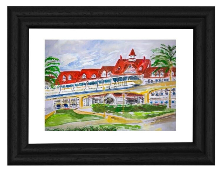 Walt Disney World Monorail at Grand Floridian / BRIGHT PRINT / Disney painting