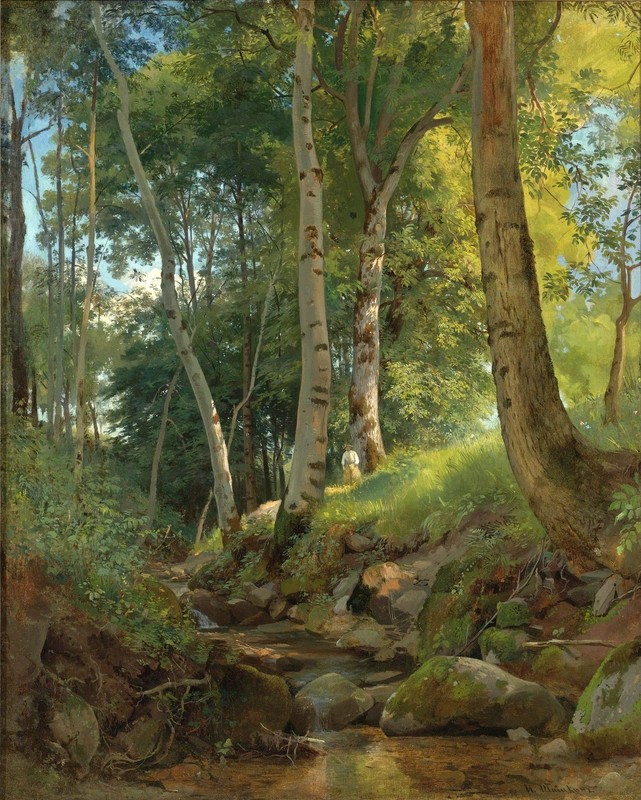 The Brook, Ivan Ivanovich Shishkin Oil painting Giclee Canvas Print