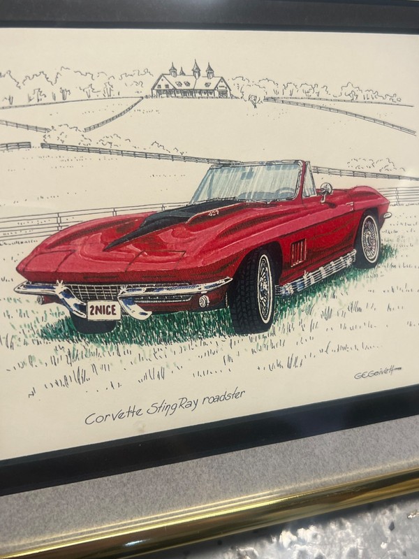 Corvette Stingray Roadster Signed Print G.E. Geivett Framed Art Print 7x6" gallery