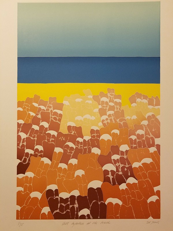All Together At The Beach by Thom De Jong (70s 80s Dutch NYC Artist)
