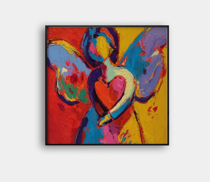 Angel with Heart Framed 24×24 Giclée Art Print Ltd 1/25 Signed COA Rombley V29