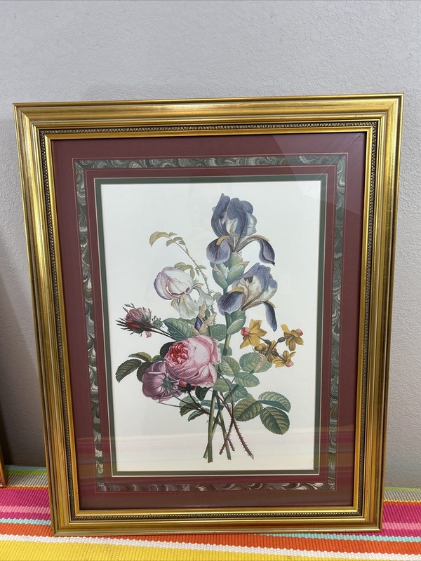 2 Set Marked 24" x 30" Somerset Custom Glass Framed Floral Print Pictures Bundle gallery