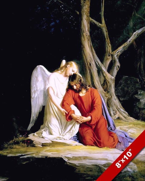ANGEL COMFORTING JESUS IN GETHSEMANE PAINTING BIBLE CHRISTIAN ART CANVAS PRINT