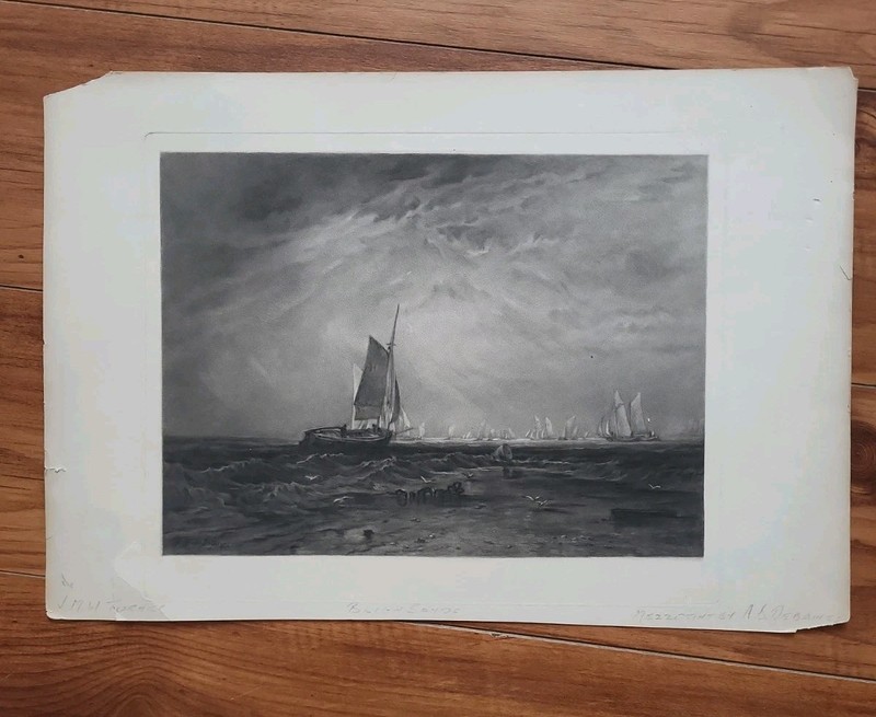 Antique Print «Blithe Sand» Mezzotint A. Brunet-Desbaines after Charles Turner
