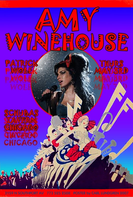 AMY WINEHOUSE CHICAGO CONCERT POSTER by CARL LUNDGREN