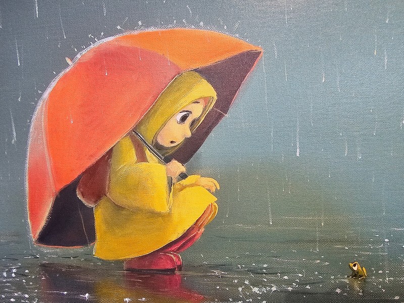 ROB KAZ - RAINDROPS - S/N LIMITED EDITION GICLEE on CANVAS 15 x 30 gallery