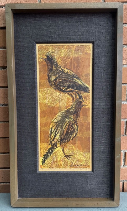 Vintage 1950s MCM Partridge Serigraph Print Art Mid Century Modern Bradford – 2