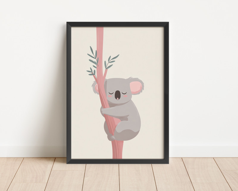 Cute Koala Nursery Wall Art Kids Animal Print Baby Room Decor Gift