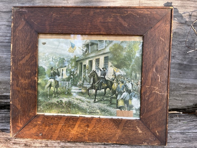 Vintage Framed Civil War Lithograph of Barbara Frietchie’s Defiance