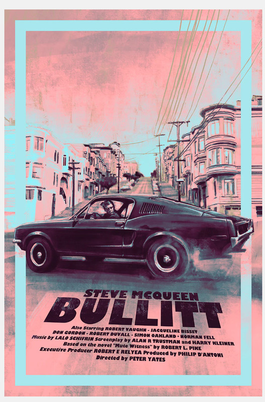 Bullitt Steve McQueen Mustang Movie Variant Poster Giclee Print Art 24×36 Mondo