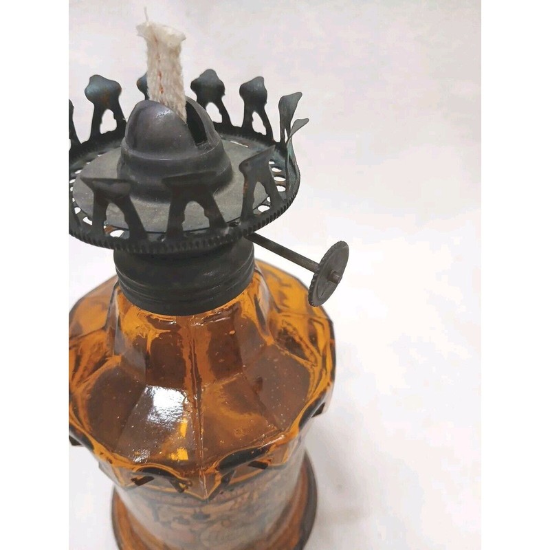 Oil Kerosene Lamp 8" Amber Glass Map Motif 8" Hong Kong Emergency Prepare New gallery