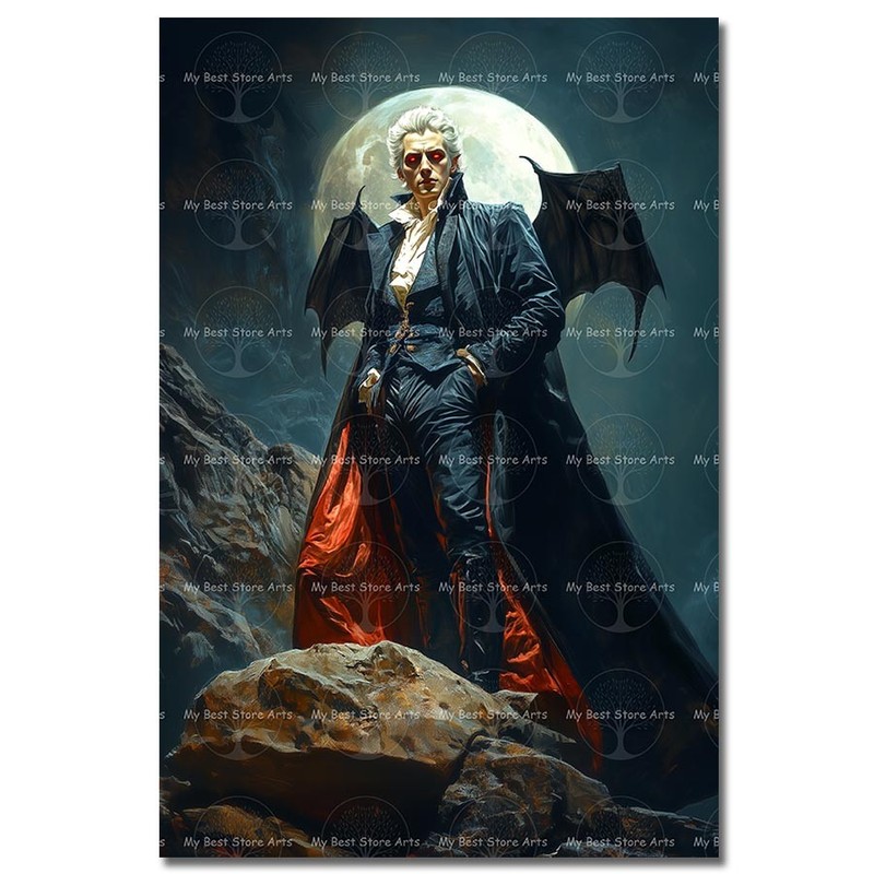 Vampire Portrait Art Print, Victorian Gothic Wall Decor