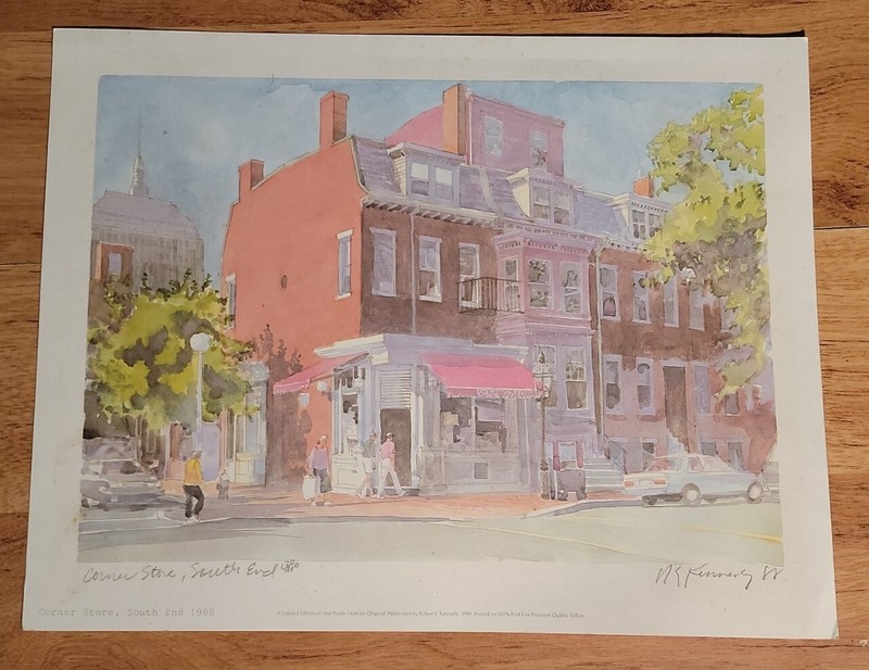 Vintage R.E.Kennedy Corner Store South End Boston Print Signed 1988