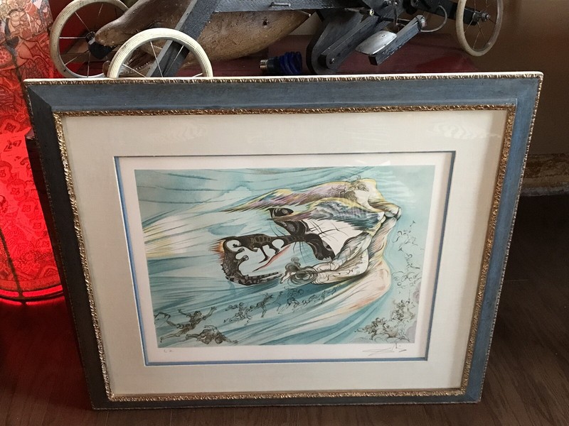 Salvador Dali Signed ARTIST PROOF "Homage to Lincoln" Lithograph 1974 Framed