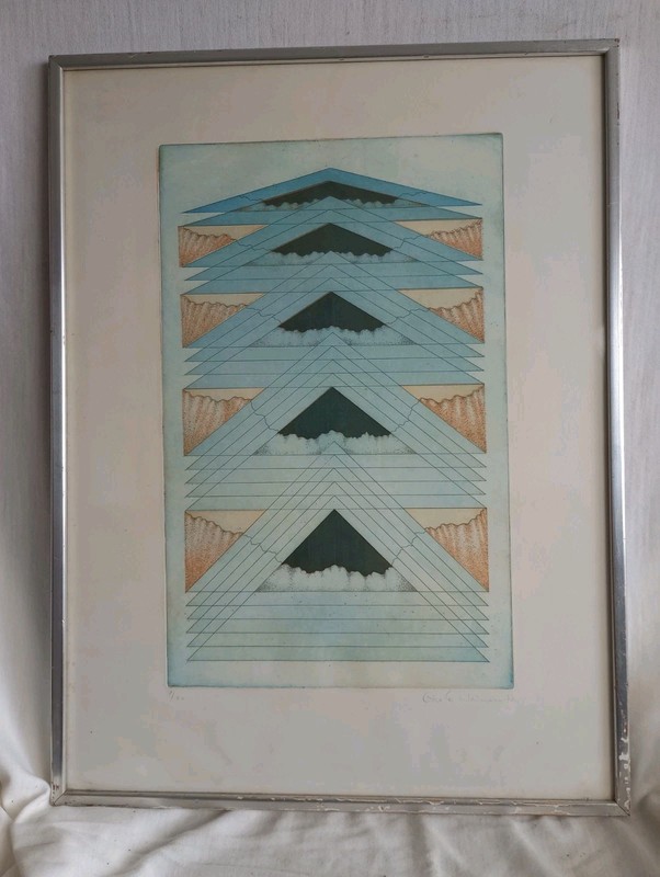 Rare Vtg Gisela Weimann Art Print Ltd Ed 1/20 Signed Modernist 1970 MCM 54x40cm