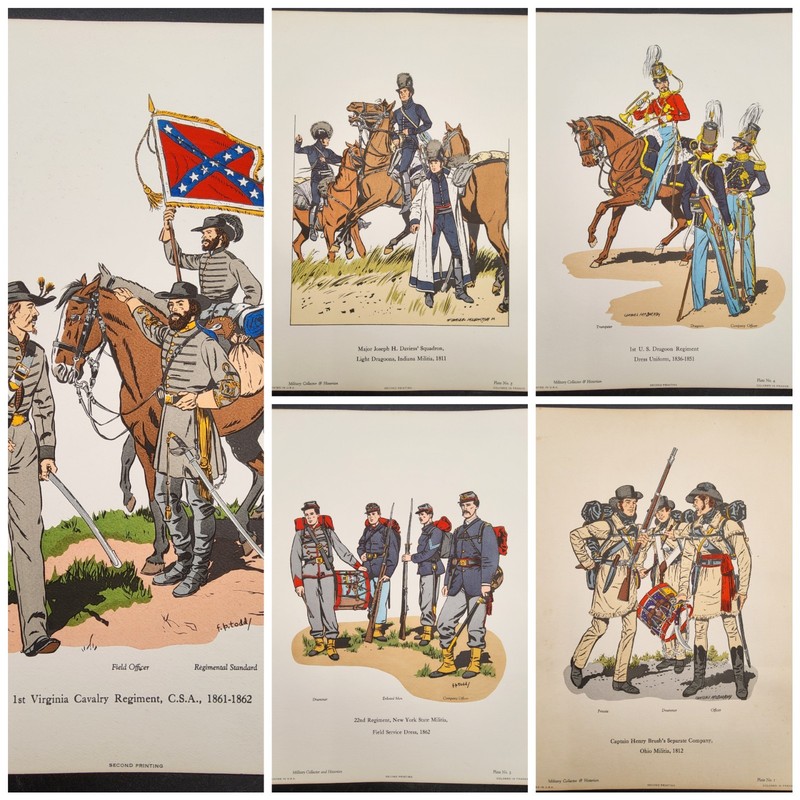 Vintage Military Historian Uniforms 11″x14″ Plates Prints: No. 1, 3, 4, 5, 10