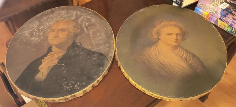 Antique 1864 George & Martha Washington E.C. Middleton chromolithograph pair