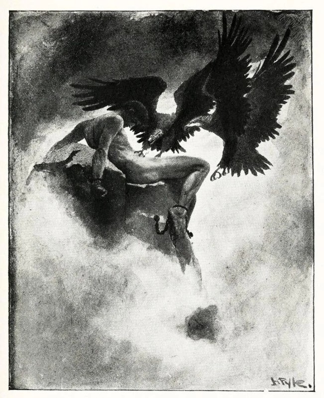 Prometheus Howard Pyle 1910 VINTAGE art print antique PAINTING