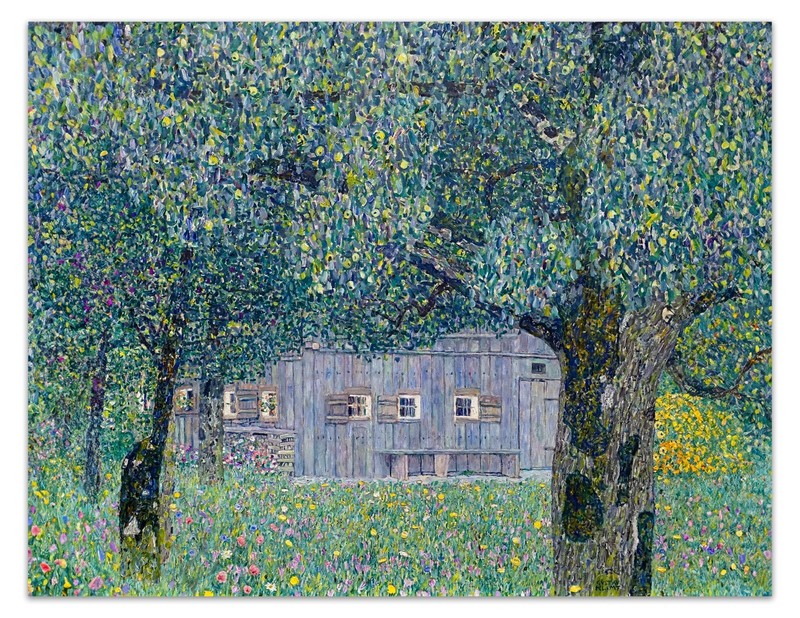 Gustav Klimt FARMHOUSE IN UPPER AUSTRIA 1911-1912 Vintage Painting 17×22″ Print