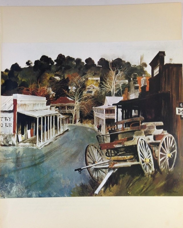1970 Vintage CALIFORNIA Full Color Art Plate «AMADOR CITY» McIntyre Lithograph