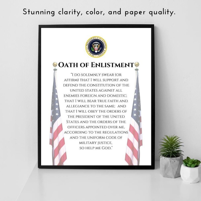 Oath of Enlistment Poster – Patriotic Military Wall Art, Veteran Home Decor, gallery