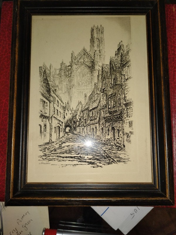 Gothic Cathedrale in Amiens, France Lithograph on Paper Unsigned or Print