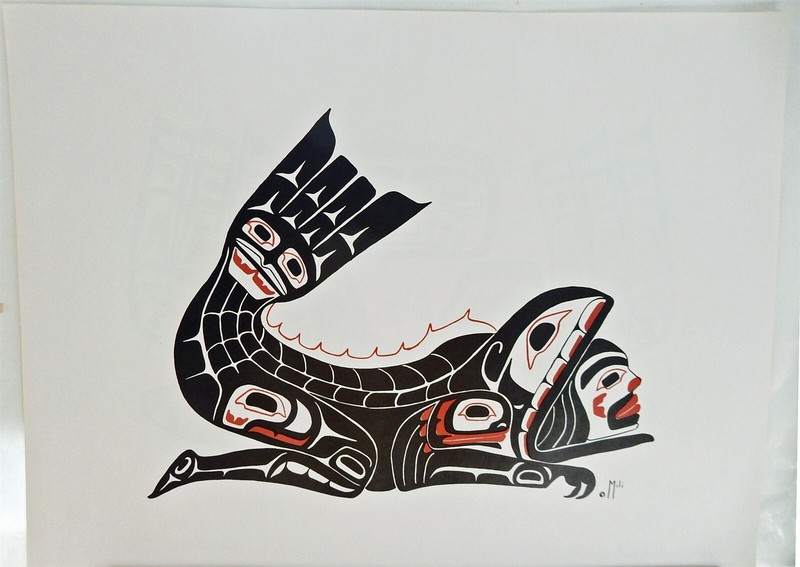 Killer Whale L3-L Pacific Northwest Art Original 17×23 Serigraph By Mili Seattle