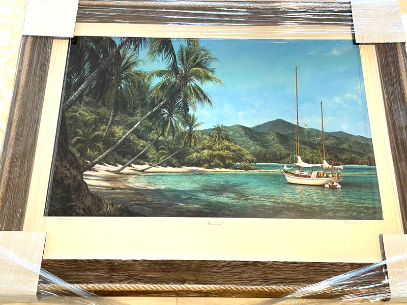 🔥Tripp Harrison «Horizon» Offset Lithograph Large Fine Art Island Beach 24×31.5