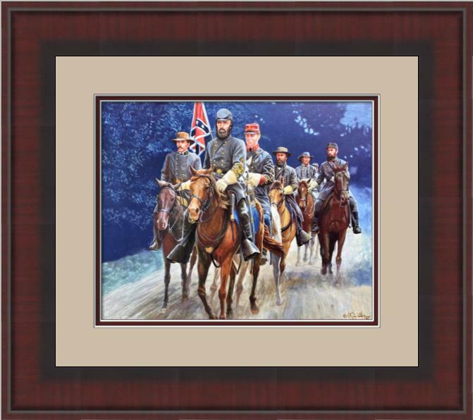 Mort Kunstler Civil War Print Stonewall Jackson and Staff Custom Framed