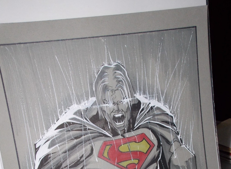 Comics Art sketch in ink by Ernest McClendon 11 "x 14" SUPERMAN on tone paper gallery