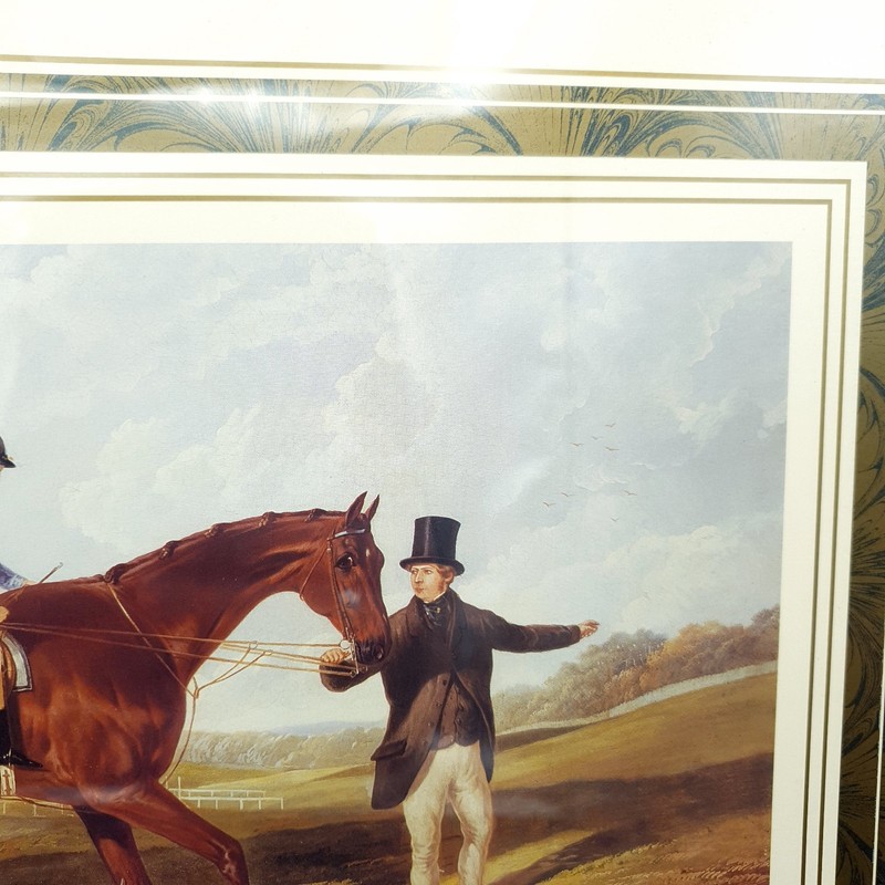 Horse Racing Print Horse & Jockey on course Dark Wood Frame L45.5cm x H35.5cm gallery